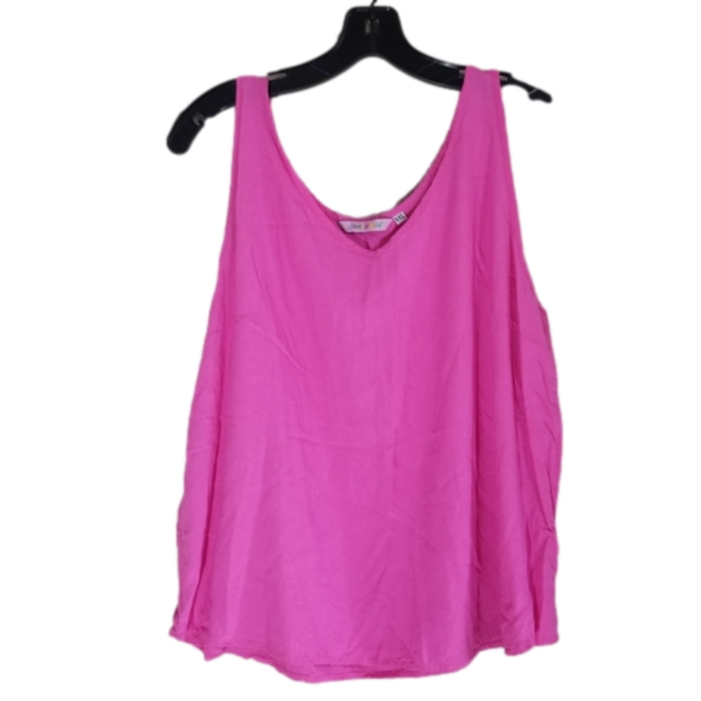 Jam's World Lightweight Rayon Bright Pink Tank Shirt Size XXL Casual Vacation